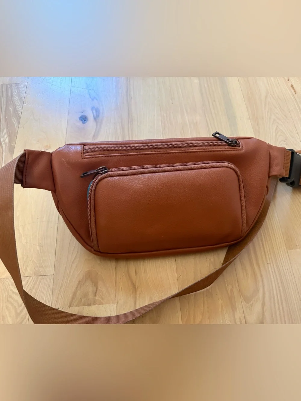 Kibou Travel Diaper Bag/Fanny Pack Vegan Leather Brown 11